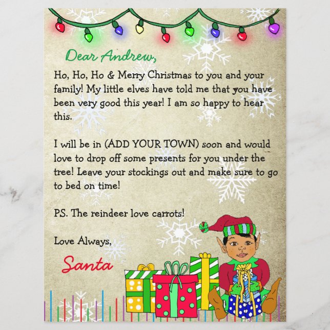 Lámina Carta personalizada de Santa Claus (Anverso)