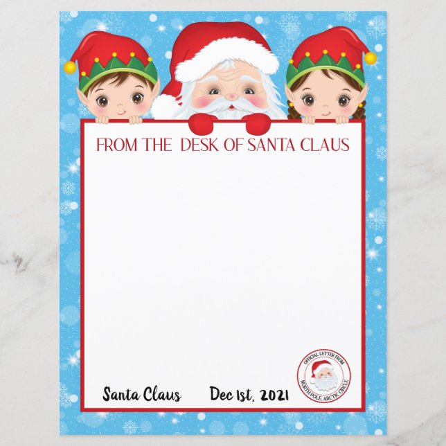 Lámina Carta personalizada de Santa Claus (Anverso)