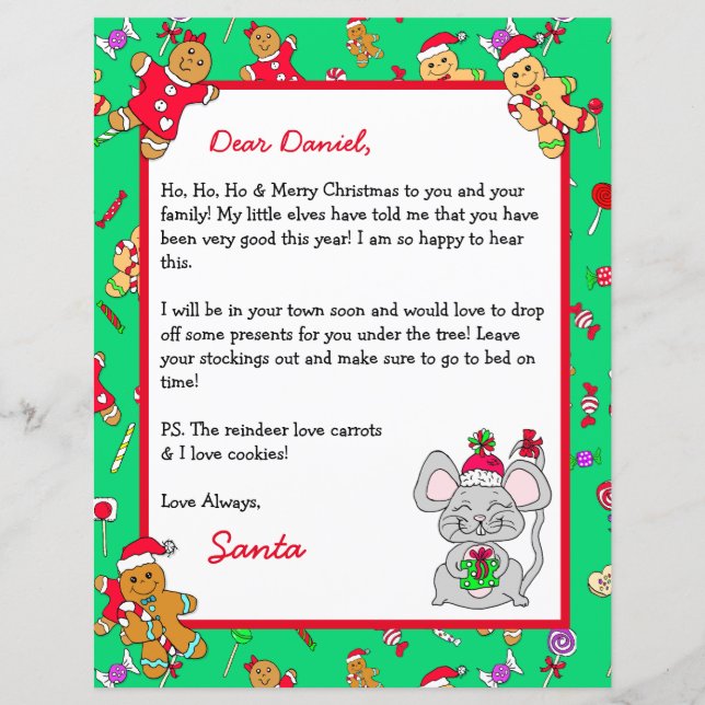 Lámina Carta personalizada de Santa Claus (Anverso)