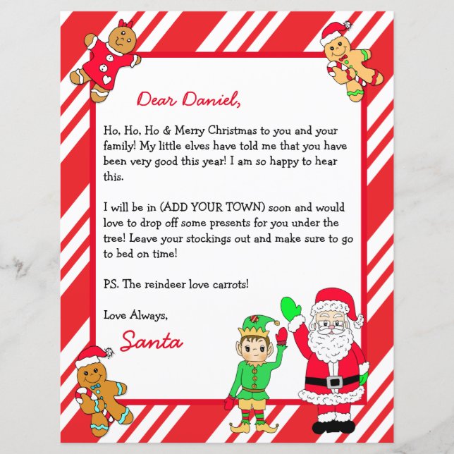 Lámina Carta personalizada de Santa Claus (Anverso)