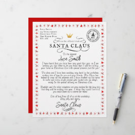 Lámina Carta personalizada de Santa Claus