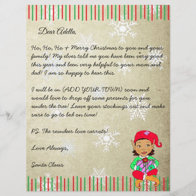 Lámina Carta personalizada de Santa Claus (Anverso)