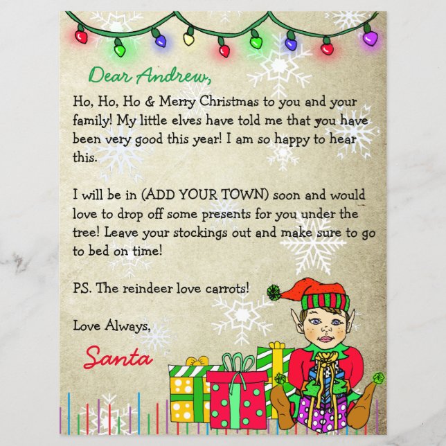 Lámina Carta personalizada de Santa Claus (Anverso)