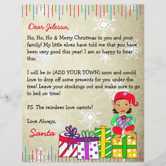 Lámina Carta personalizada de Santa Claus (Anverso)