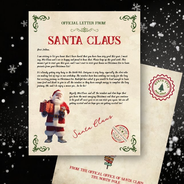 Lámina Carta personalizada de Santa Claus (Official Letter From santa Claus)