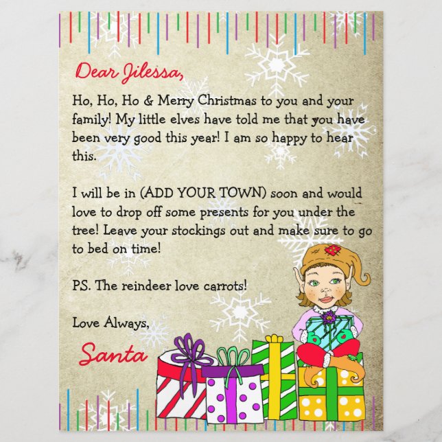 Lámina Carta personalizada de Santa Claus (Anverso)