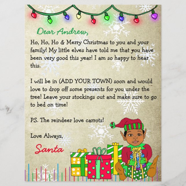 Lámina Carta personalizada de Santa Claus (Anverso)