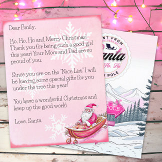 Lámina Carta personalizada de Santa Claus para Chicas