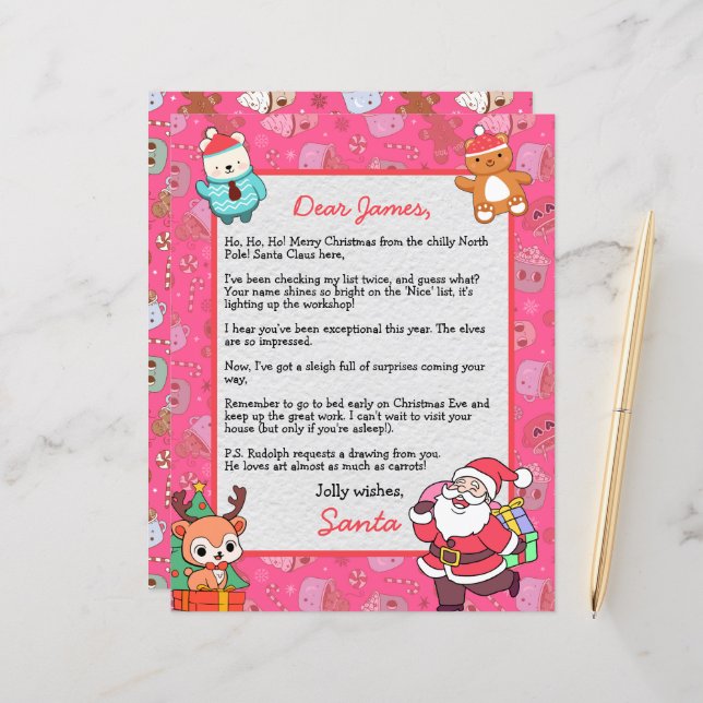 Lámina Carta personalizada de Santa Claus para niños (Anverso/Reverso In Situ)