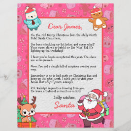 Lámina Carta personalizada de Santa Claus para niños