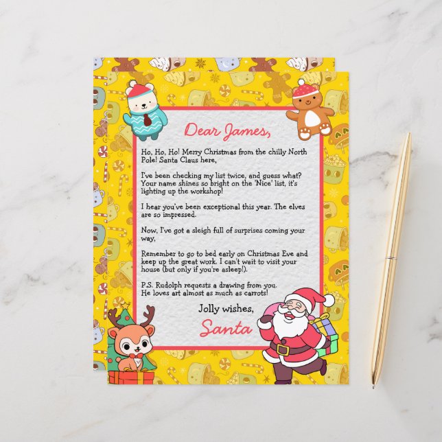 Lámina Carta personalizada de Santa Claus para niños (Anverso/Reverso In Situ)