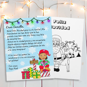 Lámina Carta personalizada de Santa con elfo hispano