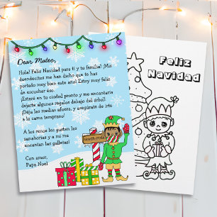 Lámina Carta personalizada de Santa con elfo hispano