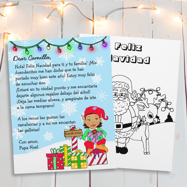 Lámina Carta personalizada de Santa con elfo hispano (Subido por el creador)