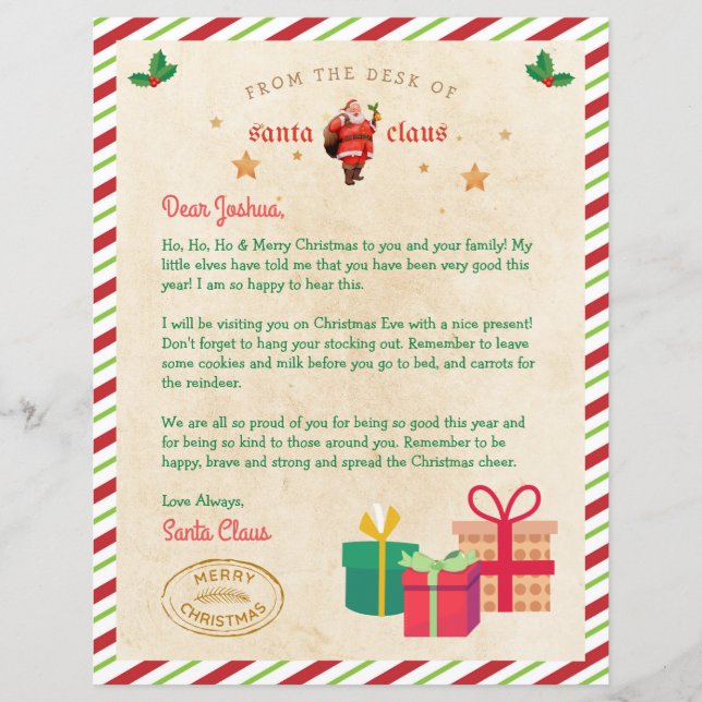 Lámina Carta personalizada de Santa North Pole Mail (Anverso)