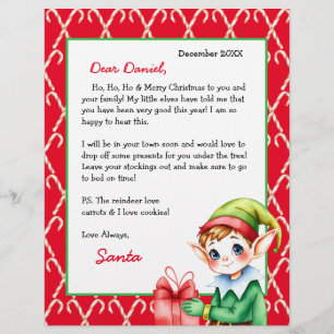 Lámina Carta personalizada de Santa para niños