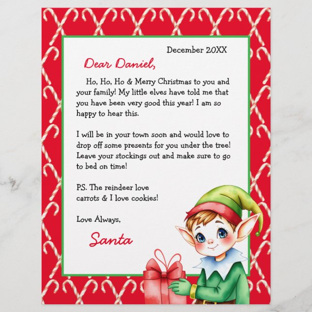Lámina Carta personalizada de Santa para niños (Anverso)