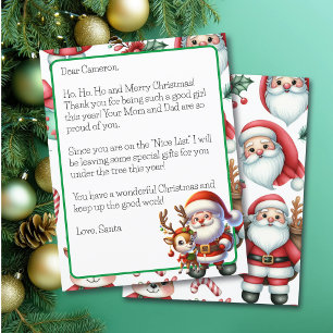 Lámina Carta personalizada de Santa para niños