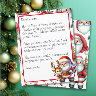 Lámina Carta personalizada de Santa para niños