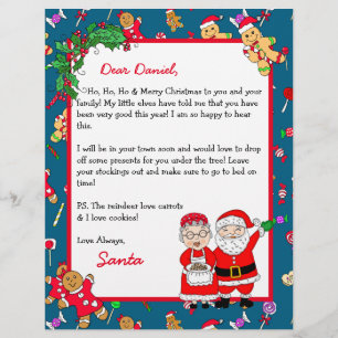 Lámina Carta personalizada de Santa para niños