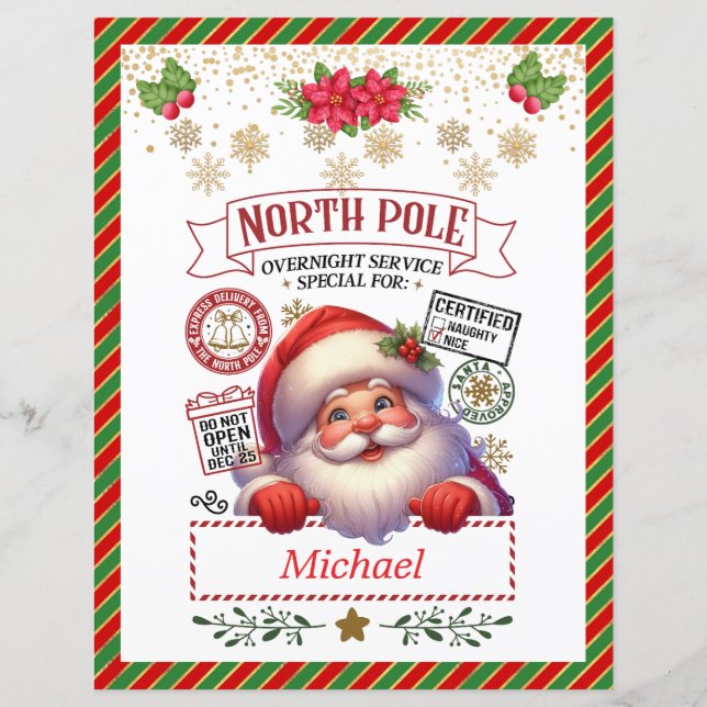 Lámina Carta personalizada de Santa para niños Gifs (Reverso)