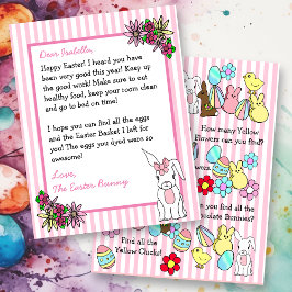 Lámina Carta personalizada del conejo de Pascua a dos lad