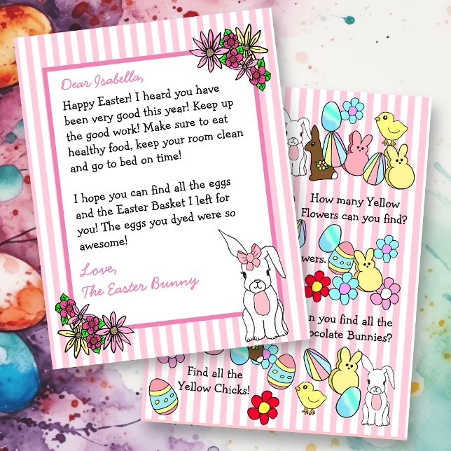 Lámina Carta personalizada del conejo de Pascua a dos lad (Subido por el creador)