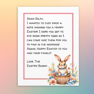 Lámina Carta personalizada del conejo de Pascua feliz