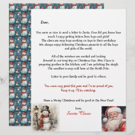 Lámina Carta personalizada del muñeco de nieve de Santa