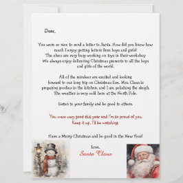 Lámina Carta personalizada del muñeco de nieve de Santa