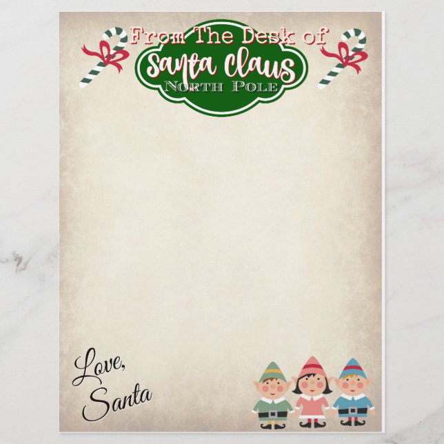 Lámina Carta personalizado de Santa Claus Letterhead (Anverso)