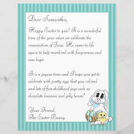 Lámina Carta religiosa de conejito de Pascua para tu viaj