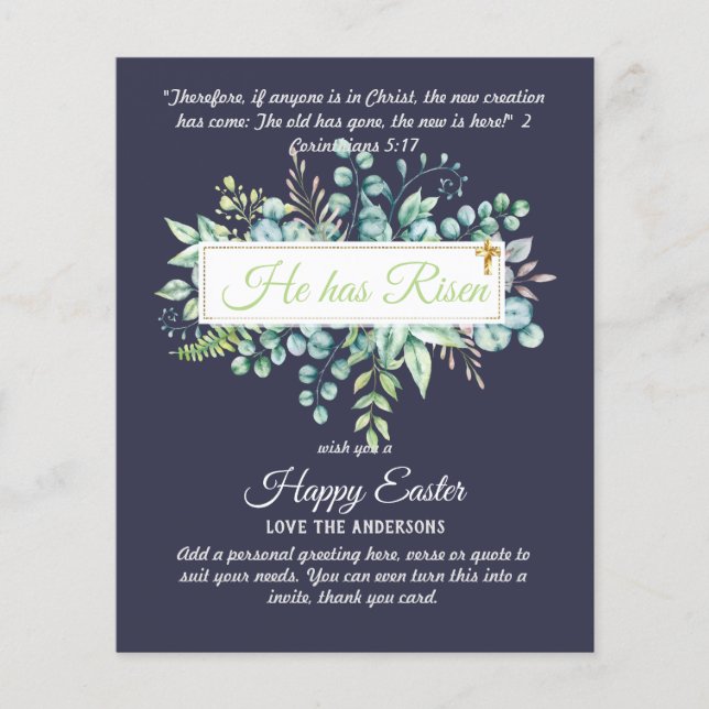 Lámina Cartas católicas de EASTER Cita de la Biblia Versa (Anverso)