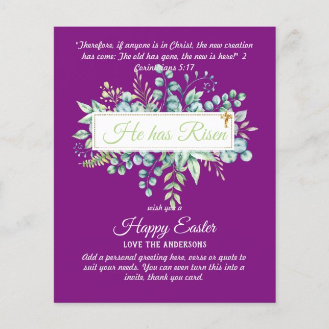 Lámina Cartas católicas de EASTER Cita de la Biblia Versa (Anverso)