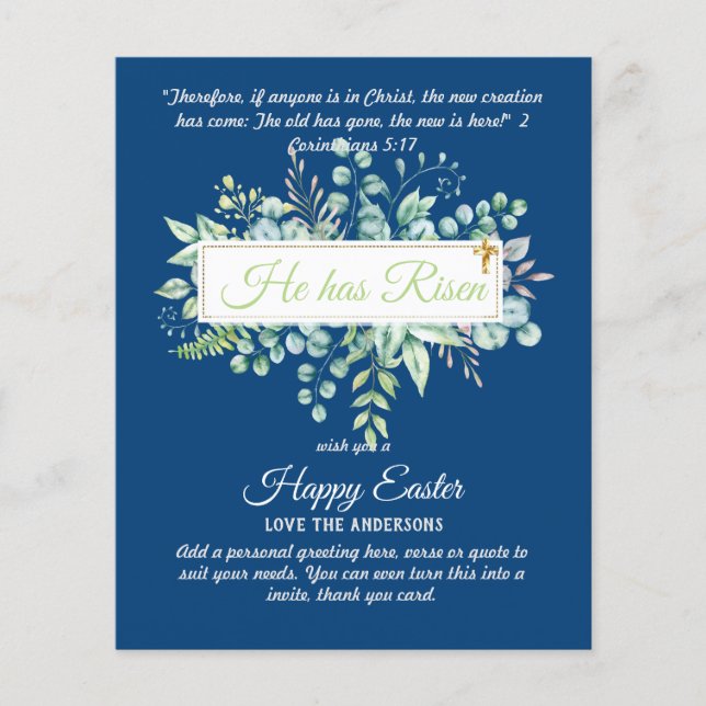 Lámina Cartas católicas de EASTER Cita de la Biblia Versa (Anverso)