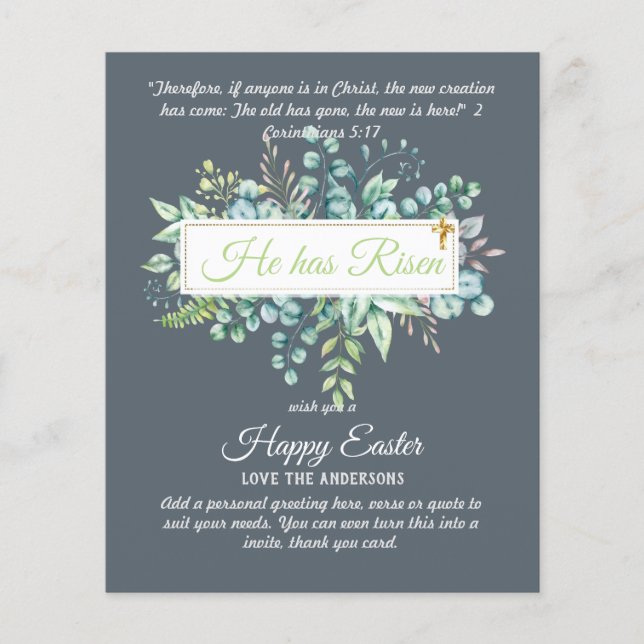 Lámina Cartas católicas de EASTER Cita de la Biblia Versa (Anverso)