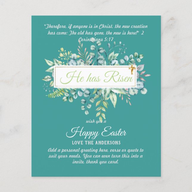 Lámina Cartas católicas de EASTER Cita de la Biblia Versa (Anverso)