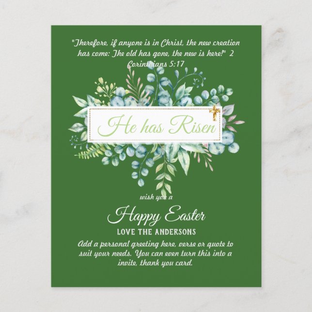 Lámina Cartas católicas de EASTER Cita de la Biblia Versa (Anverso)