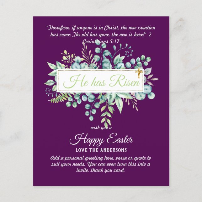 Lámina Cartas católicas de EASTER Cita de la Biblia Versa (Anverso)