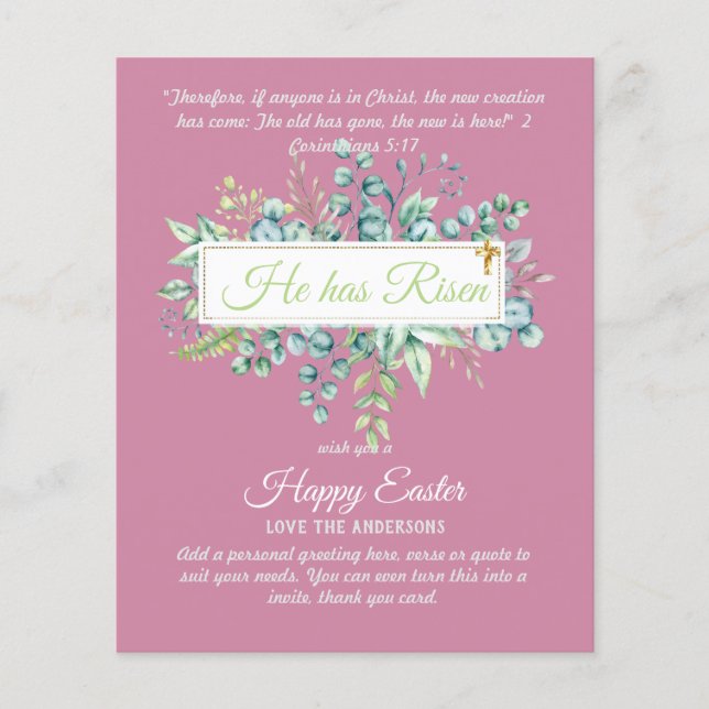 Lámina Cartas católicas de EASTER Cita de la Biblia Versa (Anverso)