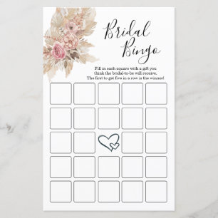 Lámina Cartas de Bingo de Ducha de Brigada Temática Boho