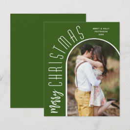 Lámina Cartas de fotos verdes navideñas con arcos de pres