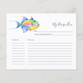 Lámina Cartas de recetas de cocina de pescado tropical co