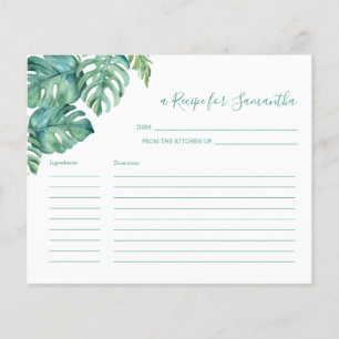 Lámina Cartas de recetas de cocina verde tropical