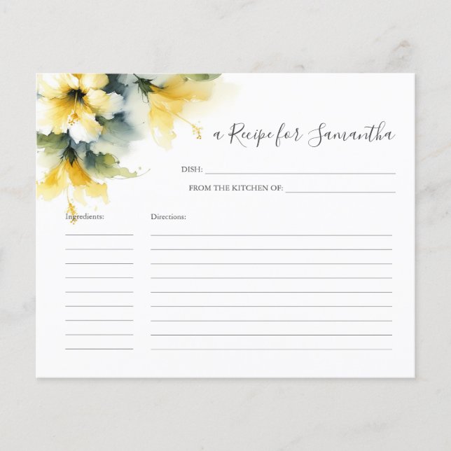 Lámina Cartas de Recetas de Cocina Verdor Floral Amarillo (Anverso)