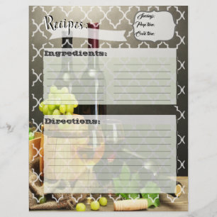 Lámina Cartas de recetas de doble cara de viñedo