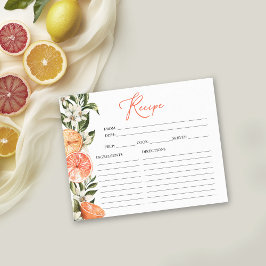 Lámina Cartas de recetas de ducha de novia floral Citrus
