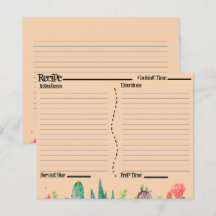 Cartas de recetas rusas del Boho Southwest Catcus