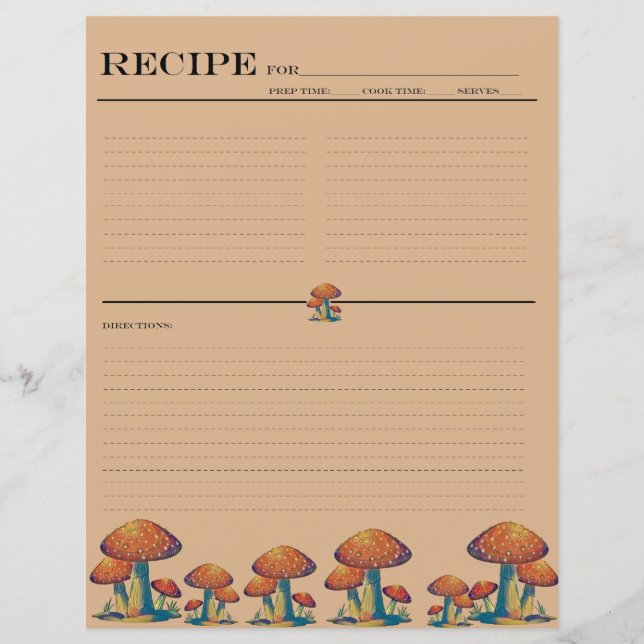 Lámina Cartas de recetas rusas para la familia de hongos (Anverso)