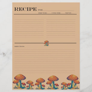 Lámina Cartas de recetas rusas para la familia de hongos